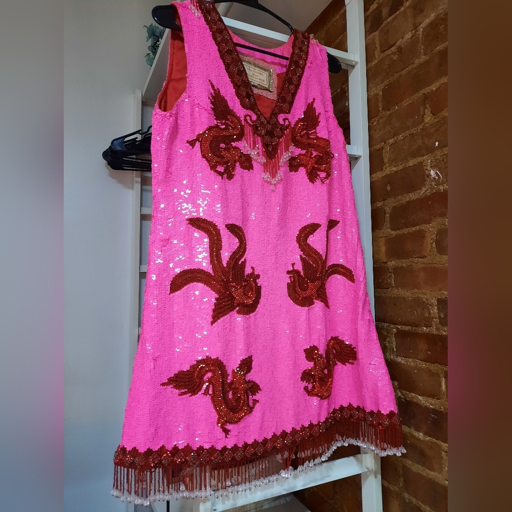 Fuchsia Sequin Mini Dress, Sz M